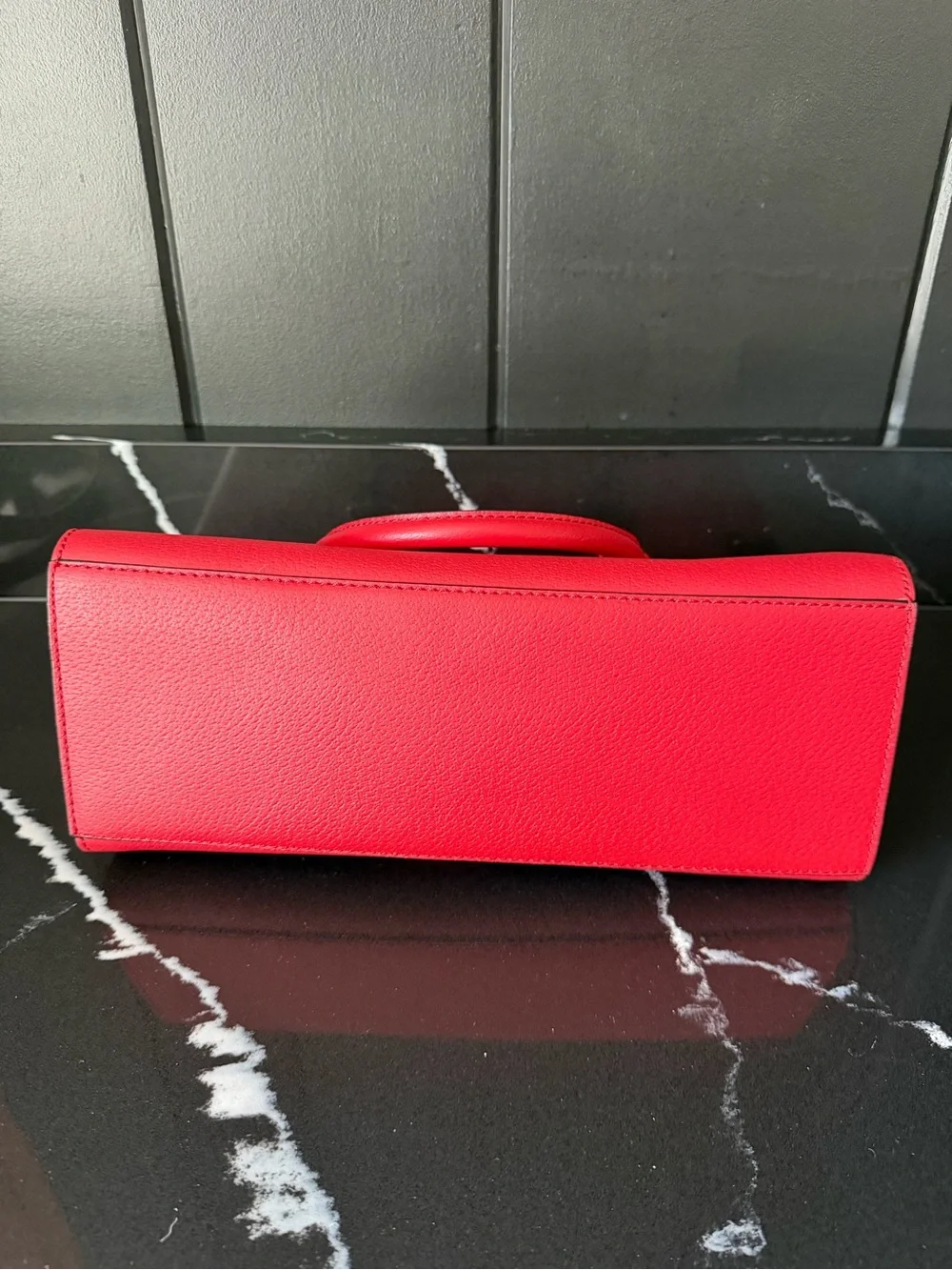 Kate Spade New York Red Pebbled Leather Satchel Tote Bag - Picture 6 of 8
